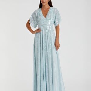 Mac Duggal Powder Blue Sequin Maxi Dress Size 8
